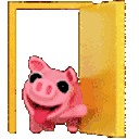 Pig Hello Door — cartoon emoji for Slack & Discord