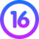 Number 16 Glow Gradient — number emoji for Slack & Discord