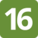 Number 16 Green Square — number emoji for Slack & Discord