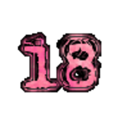 Pink Number 18 Glitch — number emoji for Slack & Discord (Discord)