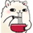 Llama Eatingramen — cartoon emoji for Slack & Discord
