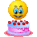 Eating Birthday Cake — smiley emoji for Slack & Discord