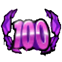Number 100 Purple Glitch — number emoji for Slack & Discord