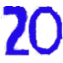 Number 20 Blue Glitch — number emoji for Slack & Discord