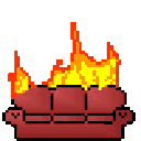 Couch Fire — cartoon emoji for Slack & Discord