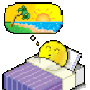 Dreaming Vacation — cartoon emoji for Slack & Discord