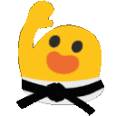 Karate Blob Wave — cartoon emoji for Slack & Discord