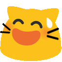 Meow Smilesweat — cartoon emoji for Slack & Discord