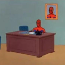 Spiderman Desk — cartoon emoji for Slack & Discord