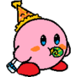 Birthdayparty Kirby — cartoon emoji for Slack & Discord (Discord)