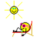 Sun Bathing 2 — smiley emoji for Slack & Discord