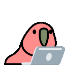 Laptop Parrot — cartoon emoji for Slack & Discord