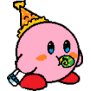 Birthdayparty Kirby — cartoon emoji for Slack & Discord