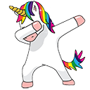 Dabbing Unicorn — cartoon emoji for Slack & Discord