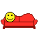Couch Smiley — cartoon emoji for Slack & Discord