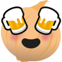 Onion With Beer Eyes — cartoon emoji for Slack & Discord