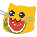 Meow Nomwatermelon — cartoon emoji for Slack & Discord
