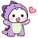 Cute Dino Hug Heart — cute emoji for Slack & Discord