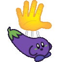 Eggplant Kirby Drop — cartoon emoji for Slack & Discord