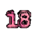 Pink Number 18 Glitch — number emoji for Slack & Discord