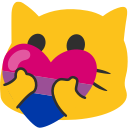 Meow Heartbisexual — cartoon emoji for Slack & Discord