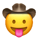 Stuck Out Tongue Cowboy — cartoon emoji for Slack & Discord