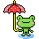 Frog Umbrella — cartoon emoji for Slack & Discord