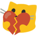 Meow Heartbroken — cartoon emoji for Slack & Discord