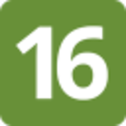 Number 16 Green Square — number emoji for Slack & Discord (Discord)