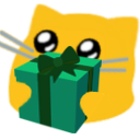 Meow Present Green — cat emoji for Slack & Discord