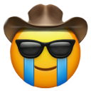 Crying Sunglasses Cowboy — cartoon emoji for Slack & Discord