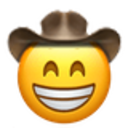 Grinning Cowboy — cartoon emoji for Slack & Discord