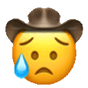 Disappointed Relieved Cowboy — cartoon emoji for Slack & Discord