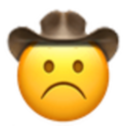 Frowning Face Cowboy — cartoon emoji for Slack & Discord (Discord)