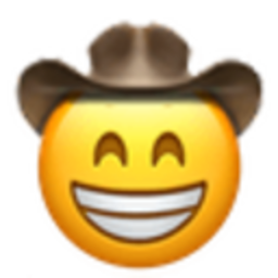 Grinning Cowboy — cartoon emoji for Slack & Discord (Discord)