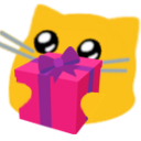 Meow Present Pink — cartoon emoji for Slack & Discord