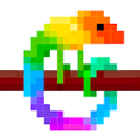 Rainbow Chameleon — cartoon emoji for Slack & Discord